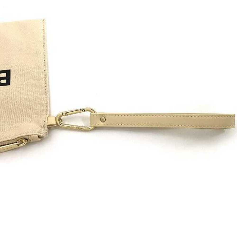 Burberry Clutch Bag Cream Beige Gold Canvas Leather Zipper Strap Logo Clutch - Picture 6 of 8